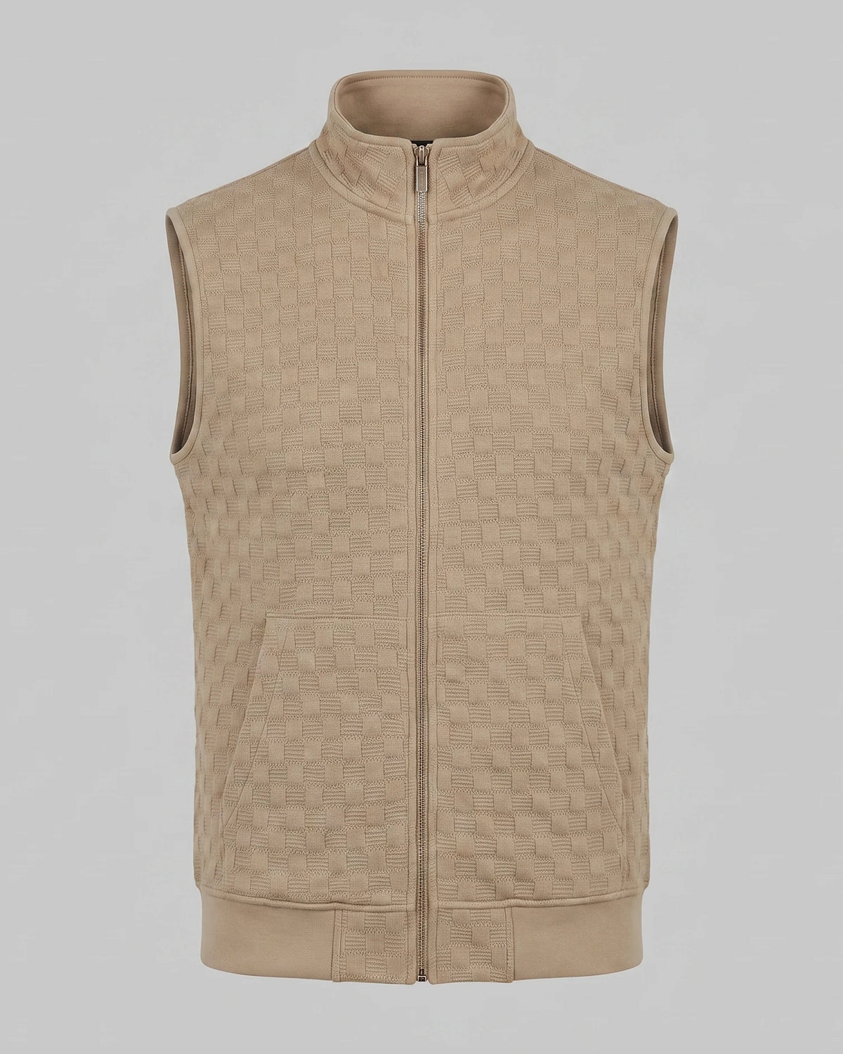 Men's Utility Zip Vest Stand-Up Collar Deep Pockets Khaki Brown - Valedrian — view 10