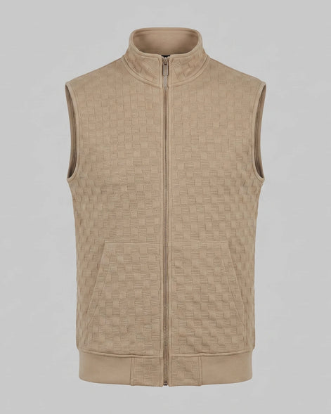 Men's Utility Zip Vest Stand-Up Collar Deep Pockets Khaki Brown - Valedrian — view 10