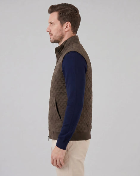 Men's Utility Zip Vest Stand-Up Collar Deep Pockets Khaki Brown - Valedrian — view 12