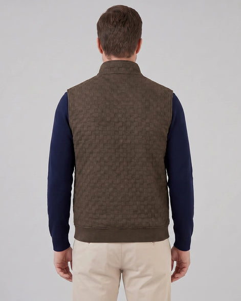 Men's Utility Zip Vest Stand-Up Collar Deep Pockets Khaki Brown - Valedrian — view 13