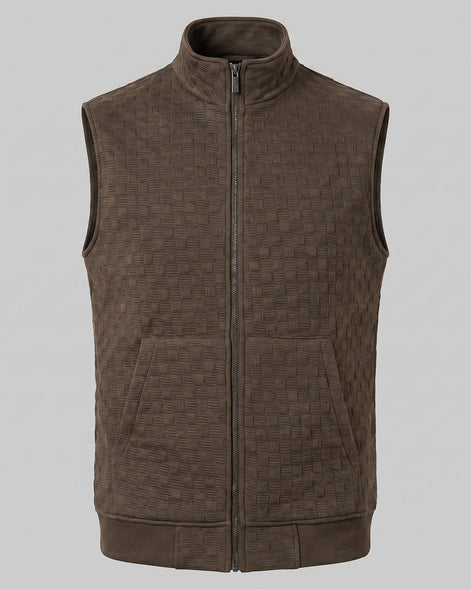 Men's Utility Zip Vest Stand-Up Collar Deep Pockets Khaki Brown - Valedrian — view 15