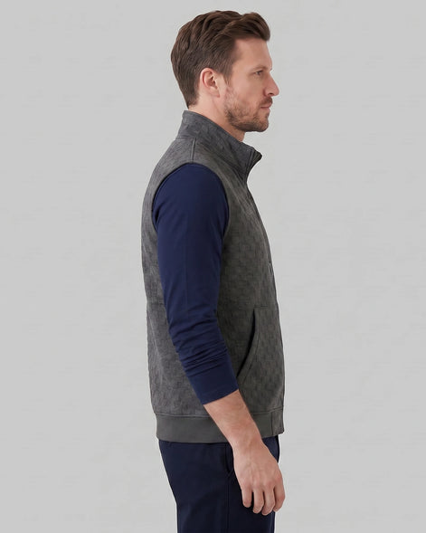 Men's Utility Zip Vest Stand-Up Collar Deep Pockets Khaki Brown - Valedrian — view 2