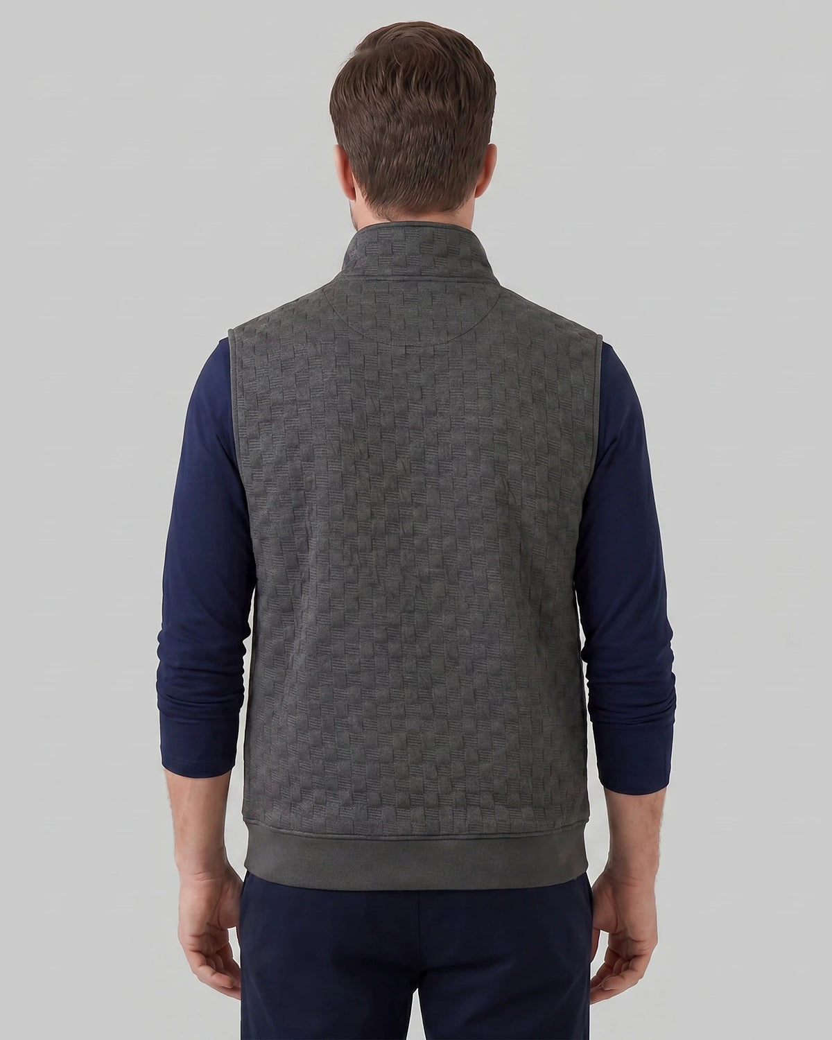 Men's Utility Zip Vest Stand-Up Collar Deep Pockets Khaki Brown - Valedrian — view 3