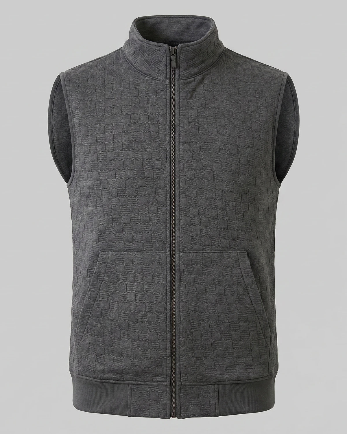 Men's Utility Zip Vest Stand-Up Collar Deep Pockets Khaki Brown - Valedrian — view 5