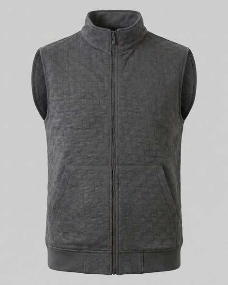 Men's Utility Zip Vest Stand-Up Collar Deep Pockets Khaki Brown - Valedrian — view 5