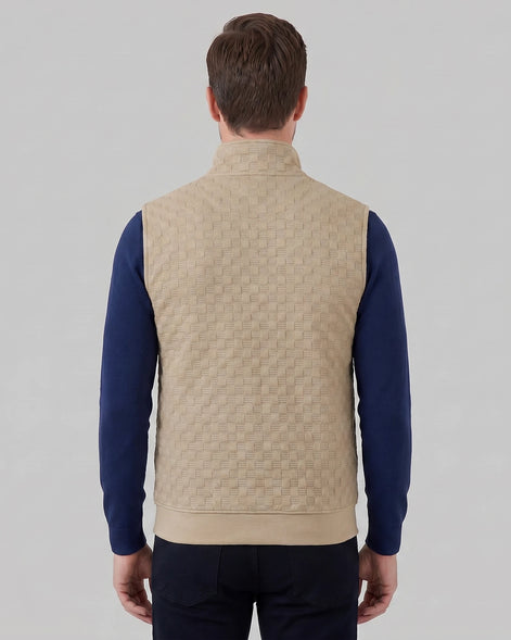 Men's Utility Zip Vest Stand-Up Collar Deep Pockets Khaki Brown - Valedrian — view 8