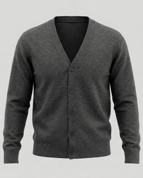 Men's V-Neck Button-Up Cardigan Grey Black Sizes M–3XL – Valedrian — view 19