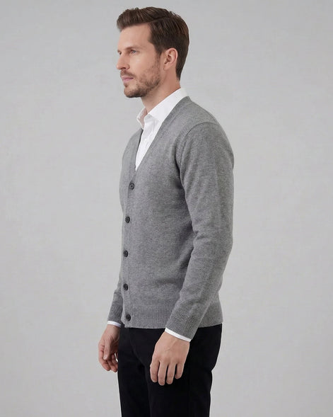 Men's V-Neck Button-Up Cardigan Grey Black Sizes M–3XL – Valedrian — view 2