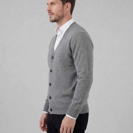Men's V-Neck Button-Up Cardigan Grey Black Sizes M–3XL – Valedrian — view 2