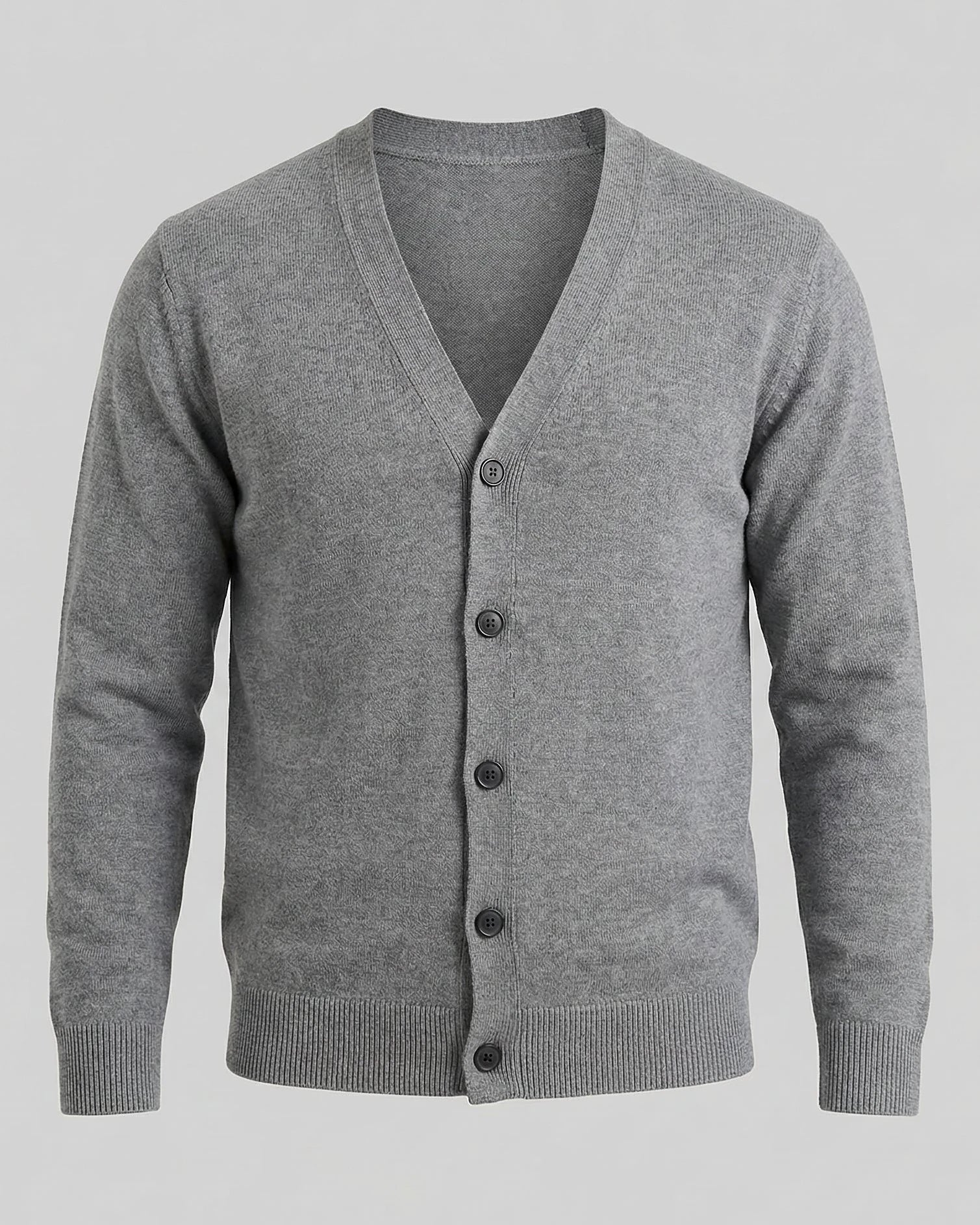 Men's V-Neck Button-Up Cardigan Grey Black Sizes M–3XL – Valedrian — view 4