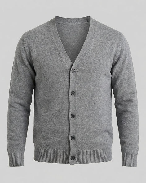Men's V-Neck Button-Up Cardigan Grey Black Sizes M–3XL – Valedrian — view 4