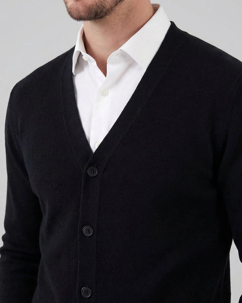 Men's V-Neck Button-Up Cardigan Grey Black Sizes M–3XL – Valedrian — view 8