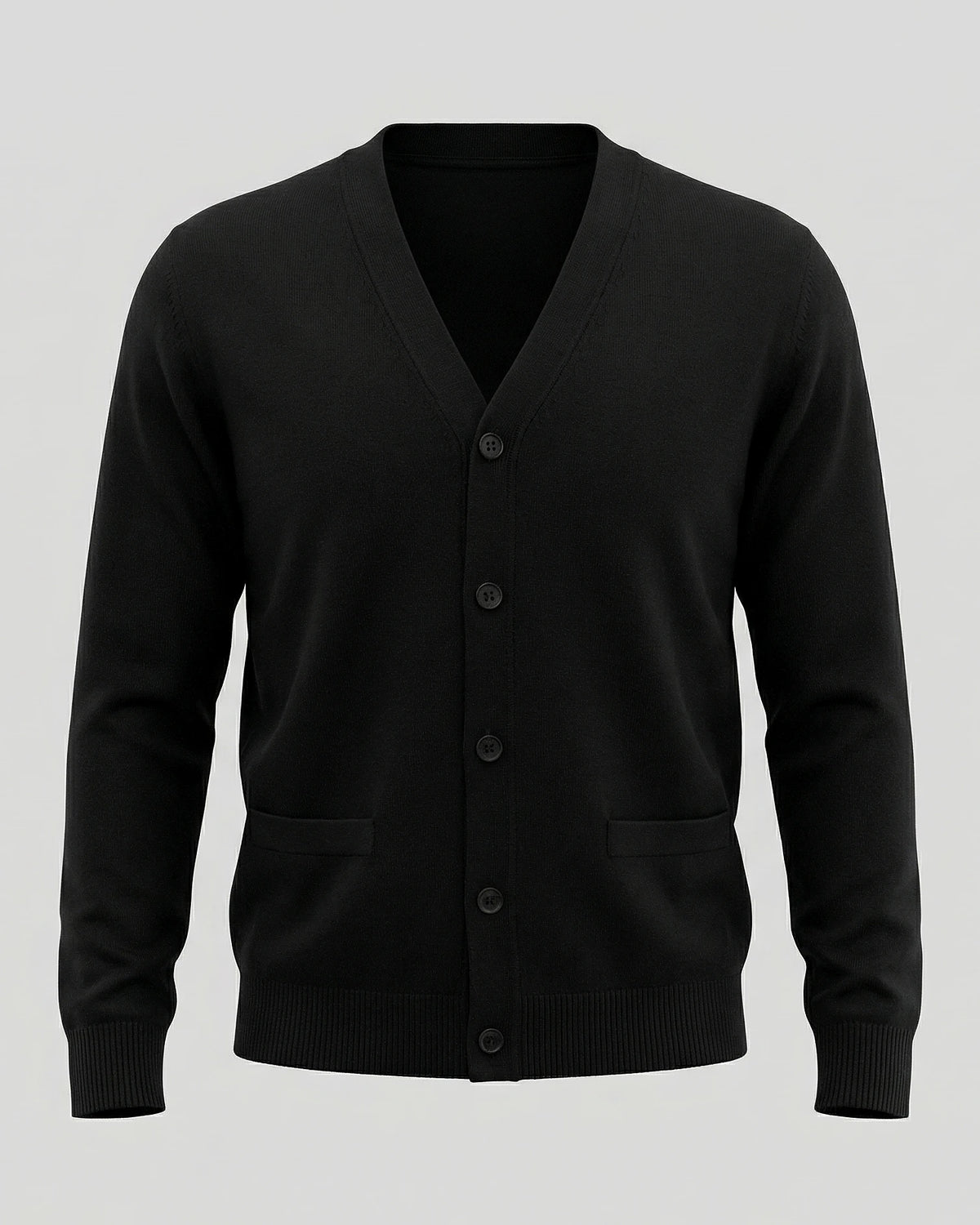 Men's V-Neck Button-Up Cardigan Grey Black Sizes M–3XL – Valedrian — view 9