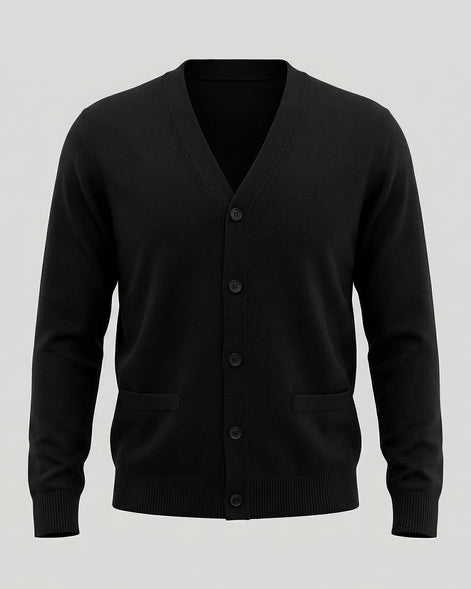 Men's V-Neck Button-Up Cardigan Grey Black Sizes M–3XL – Valedrian — view 9