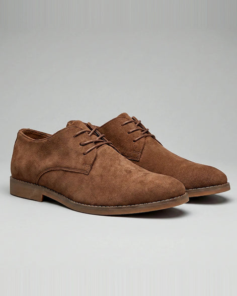 Men's Wedge Heel Boots Brown Cow Suede Low Shaft Sizes 6–13 - Valedrian