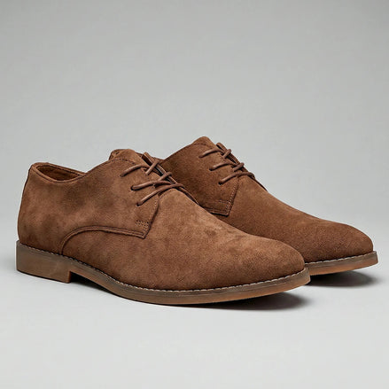 Men's Wedge Heel Boots Brown Cow Suede Low Shaft Sizes 6–13 - Valedrian