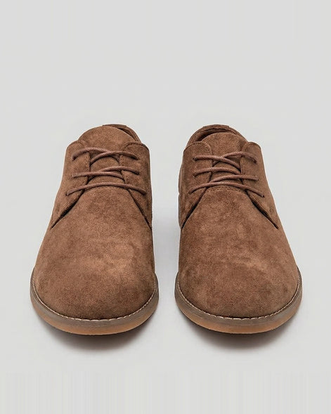 Men's Wedge Heel Boots Brown Cow Suede Low Shaft Sizes 6–13 - Valedrian — view 5