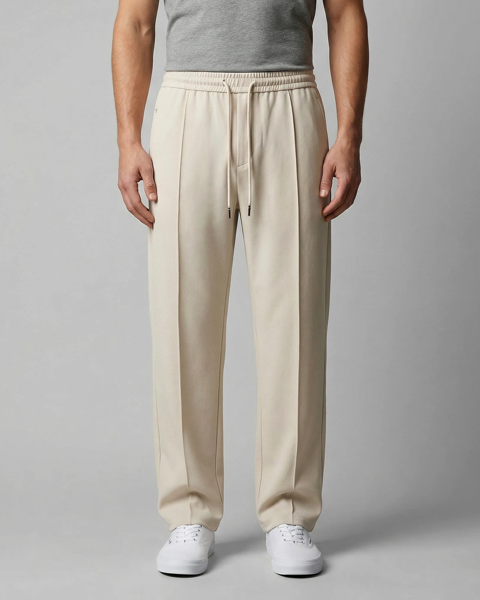 Men's Wide Leg Drawstring Trousers – 65% Nylon, Brown & Beige – Valedrian — view 11