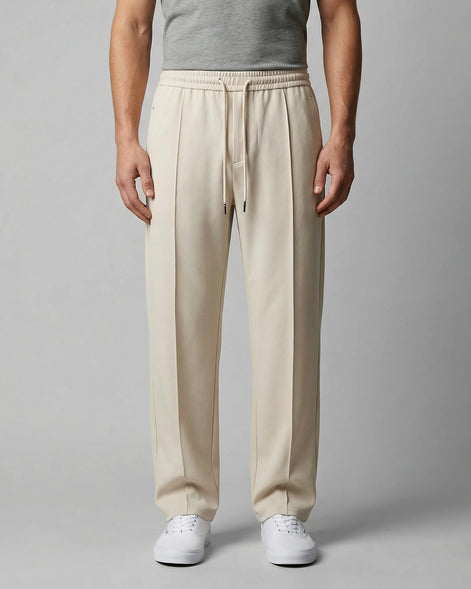Men's Wide Leg Drawstring Trousers – 65% Nylon, Brown & Beige – Valedrian — view 11