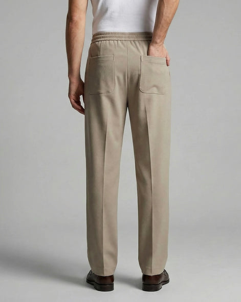 Men's Wide Leg Drawstring Trousers – 65% Nylon, Brown & Beige – Valedrian — view 3