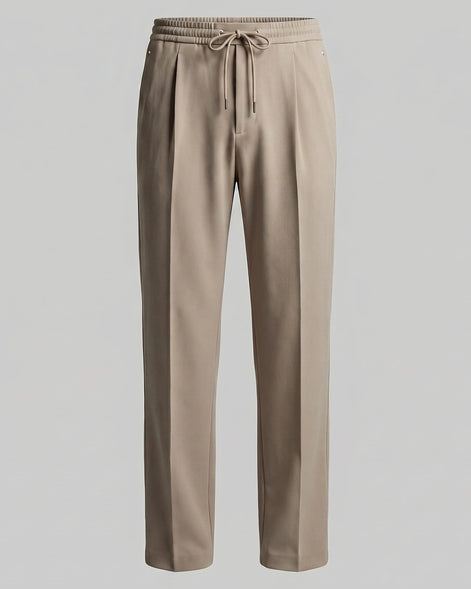 Men's Wide Leg Drawstring Trousers – 65% Nylon, Brown & Beige – Valedrian — view 5