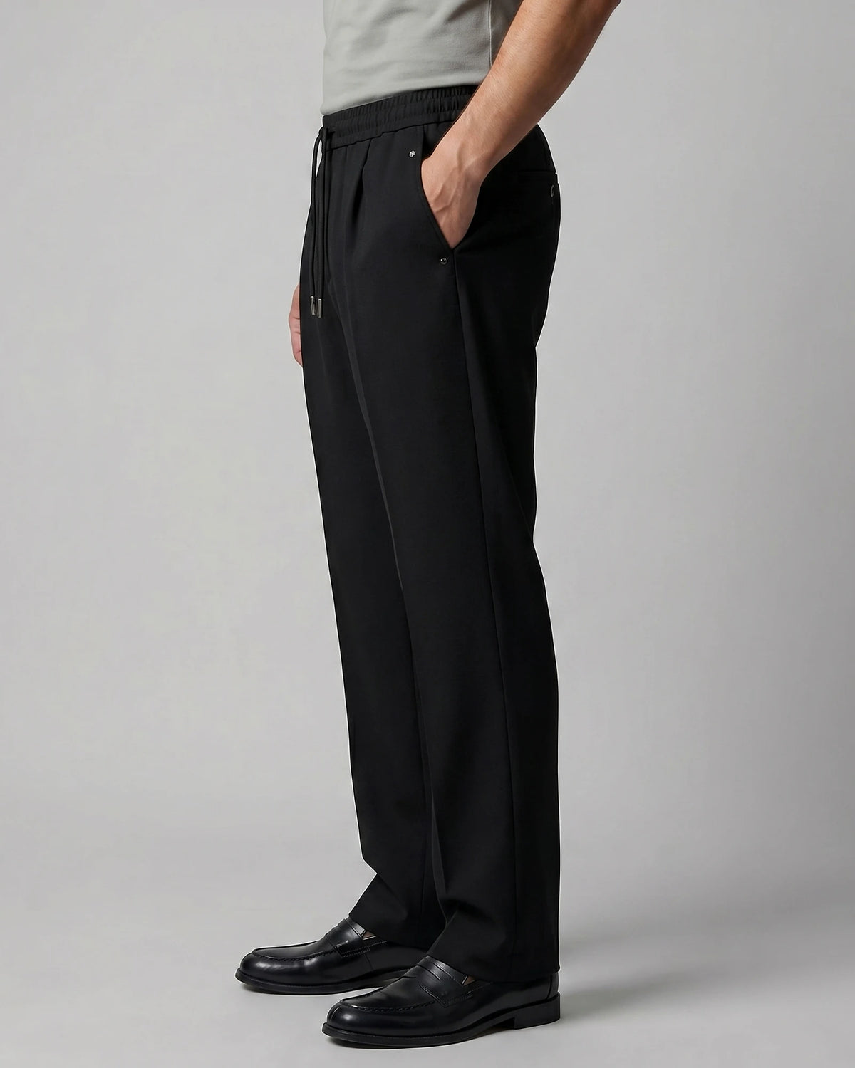 Men's Wide Leg Drawstring Trousers – 65% Nylon, Brown & Beige – Valedrian — view 8