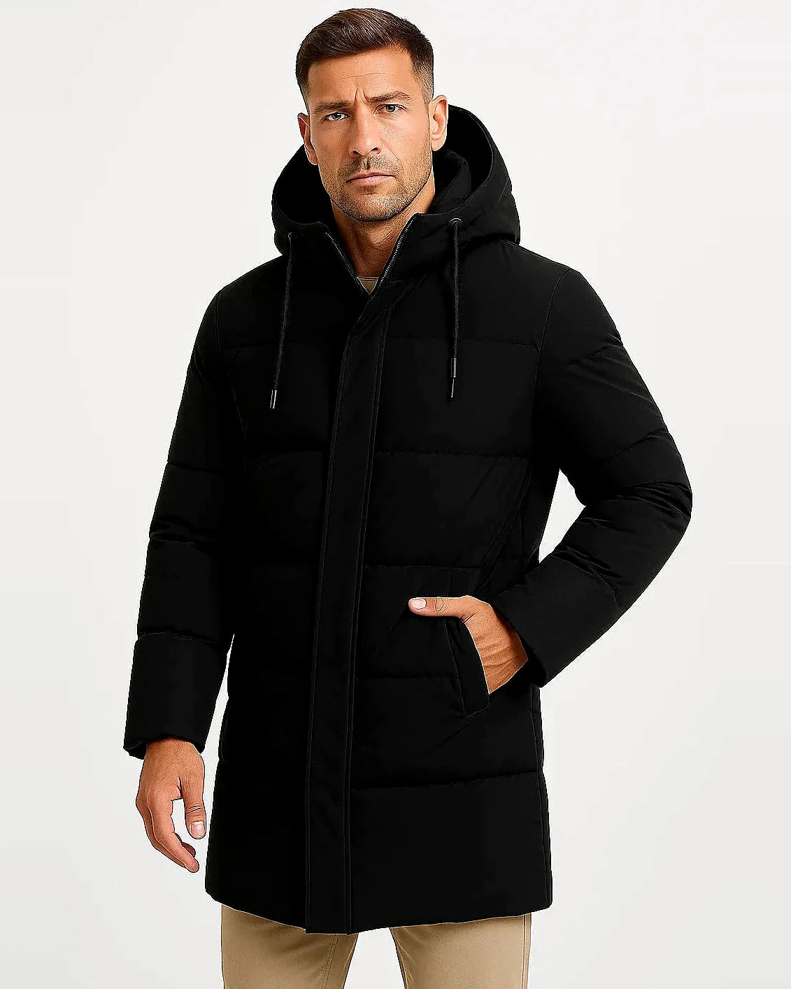 Winter Hooded Puffer Coat | Insulated Longline Design