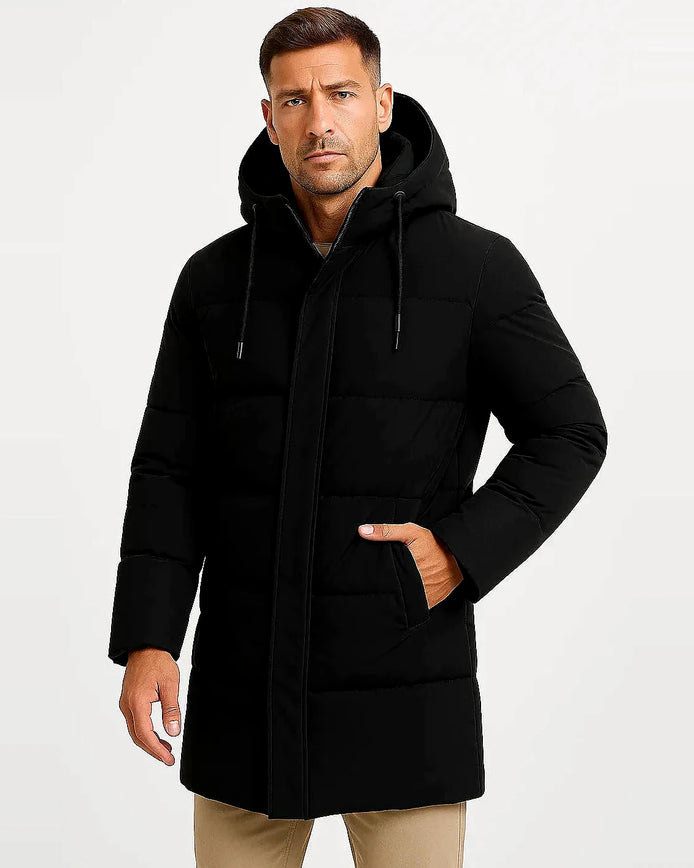 Winter Hooded Puffer Coat | Insulated Longline Design