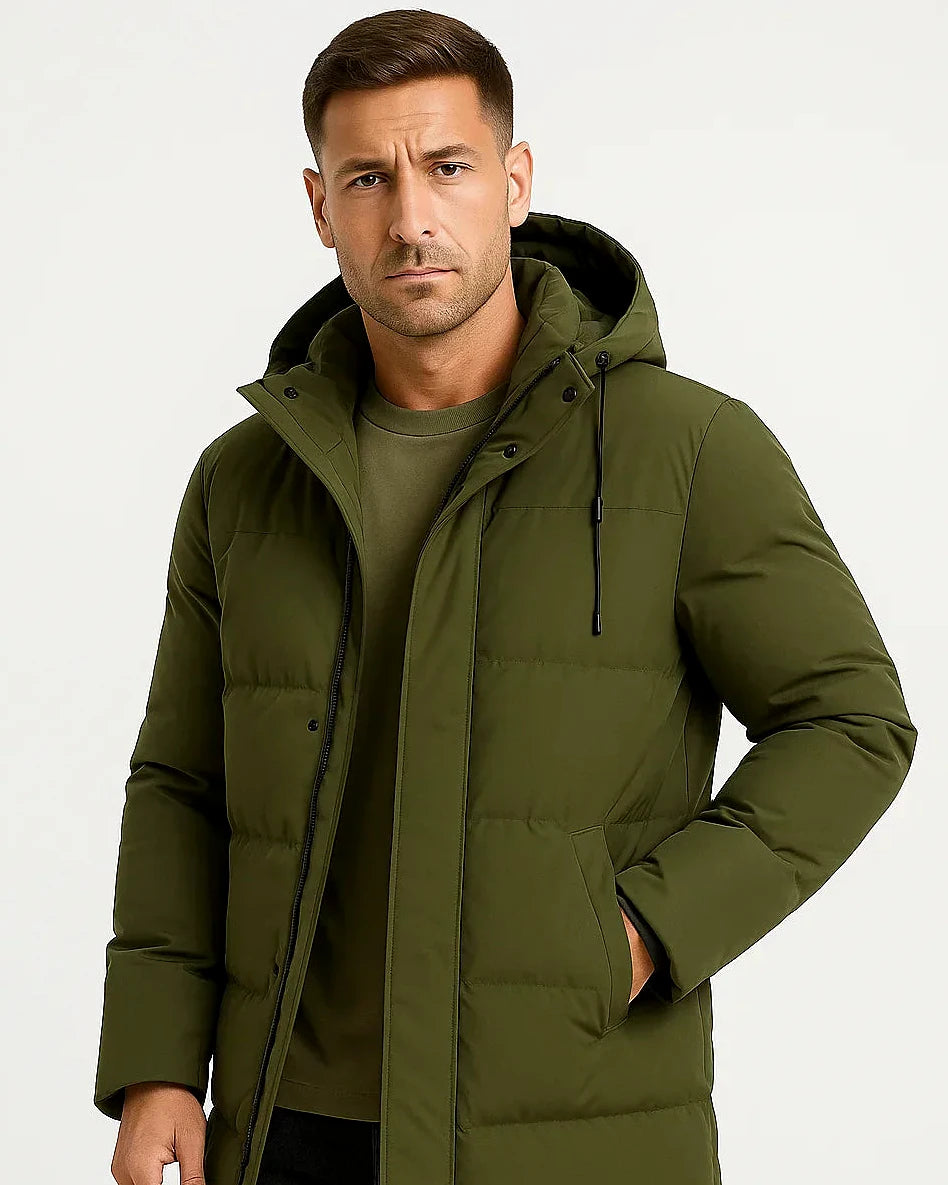 Winter Hooded Puffer Coat | Insulated Longline Design — view 7