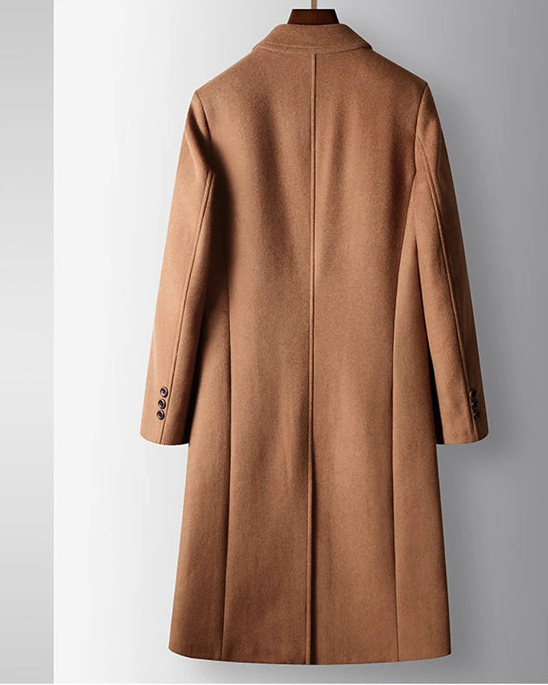Overcoat, Wool Blend, Double-Breasted, Camel — view 2