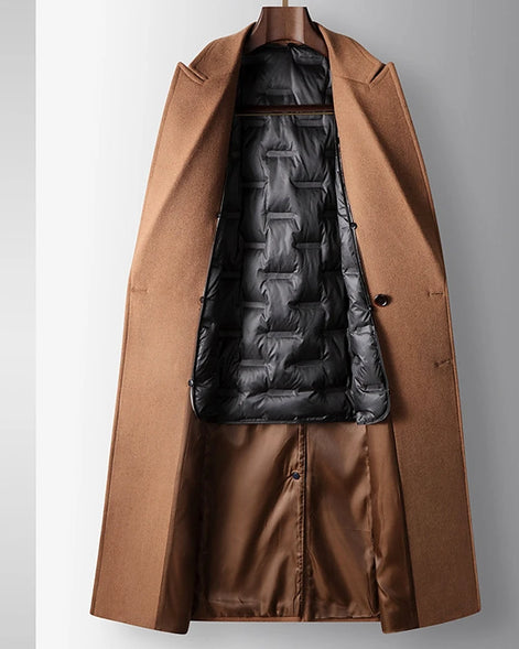 Overcoat, Wool Blend, Double-Breasted, Camel — view 3