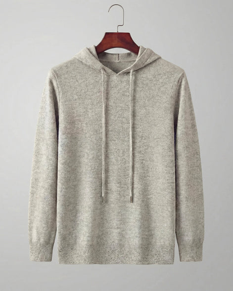Men's Wool Blend Hoodie Brown Grey S–XXL Relaxed Fit - Valedrian — view 10