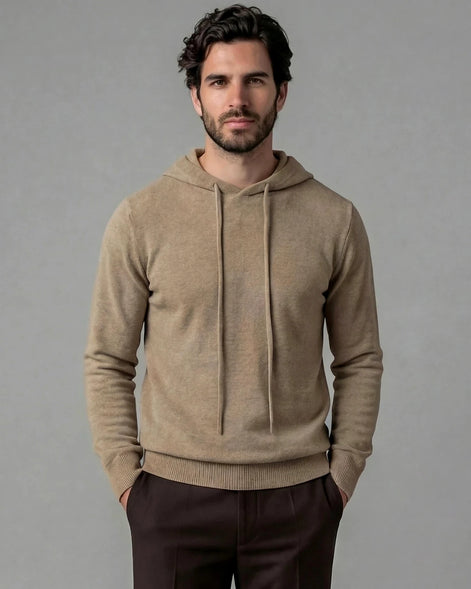 Men's Wool Blend Hoodie Brown Grey S–XXL Relaxed Fit - Valedrian