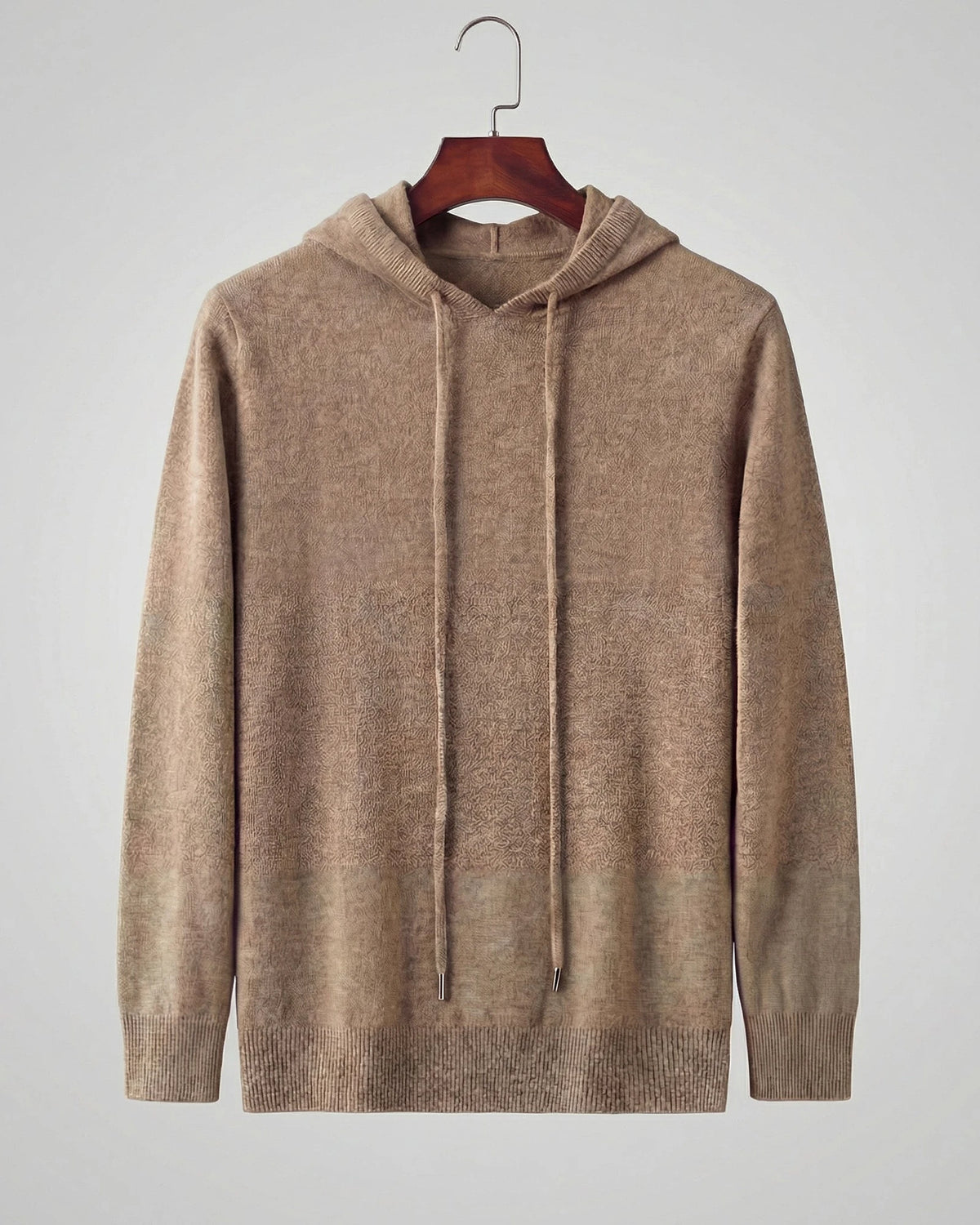 Men's Wool Blend Hoodie Brown Grey S–XXL Relaxed Fit - Valedrian — view 2
