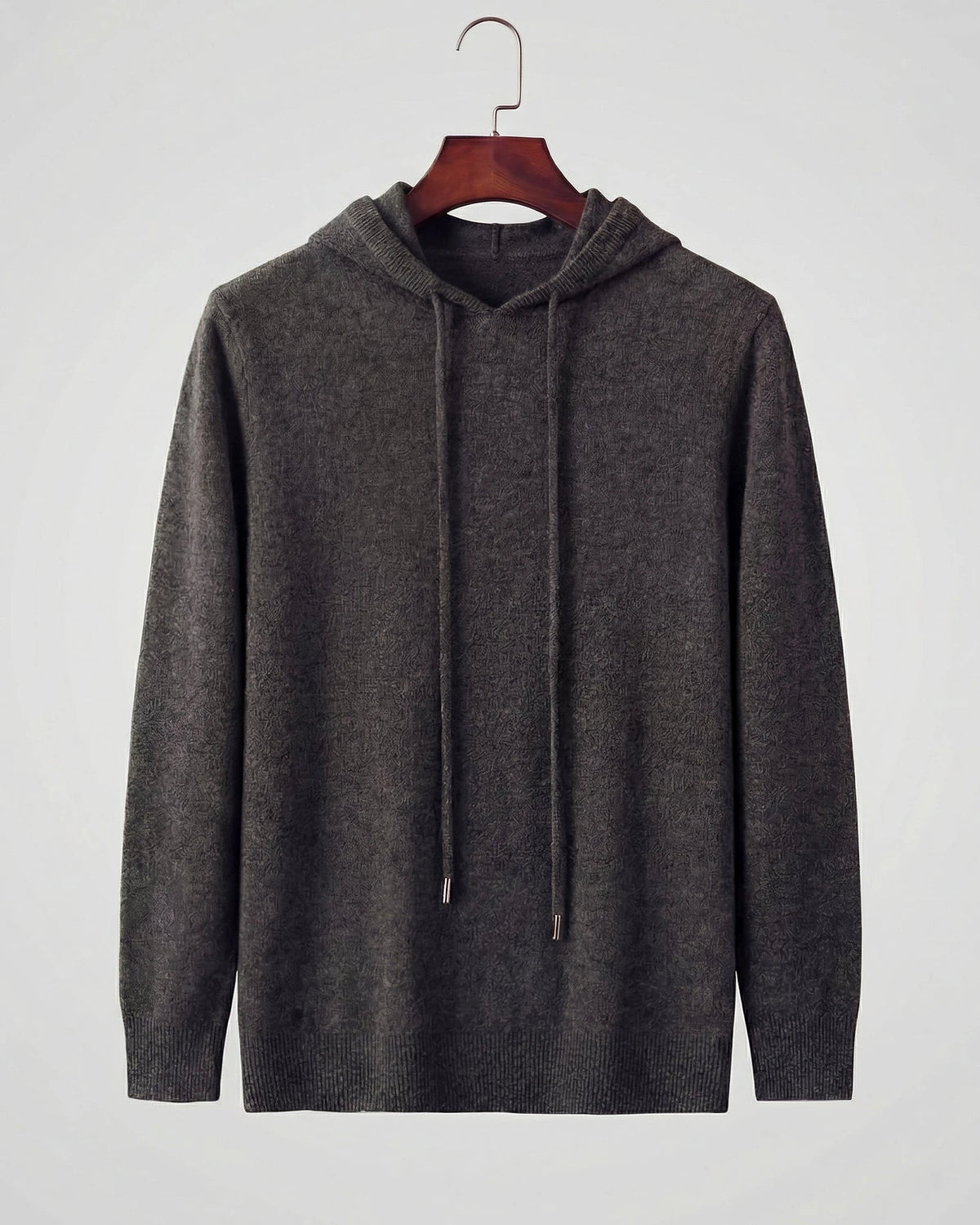 Men's Wool Blend Hoodie Brown Grey S–XXL Relaxed Fit - Valedrian — view 8