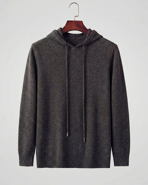 Men's Wool Blend Hoodie Brown Grey S–XXL Relaxed Fit - Valedrian — view 8