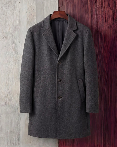 Men's Wool Blend Overcoat Tailored Long Coat Beige Grey - Valedrian — view 4