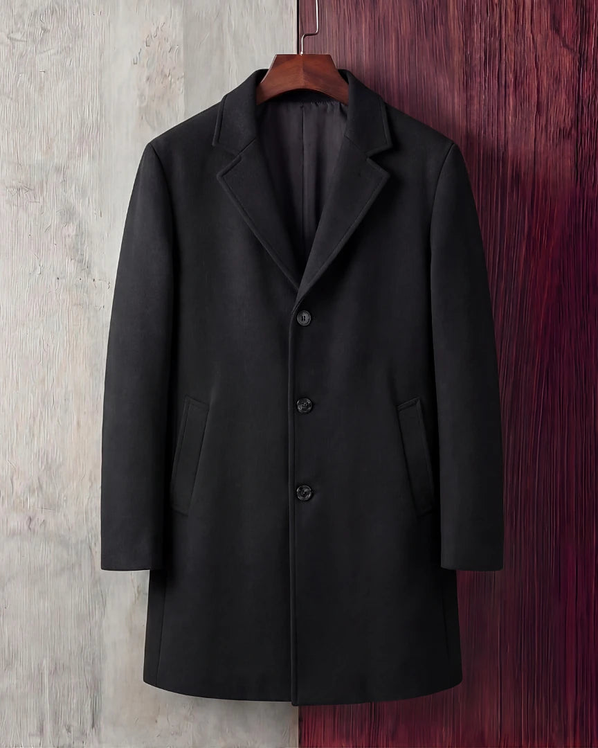 Men's Wool Blend Overcoat Tailored Long Coat Beige Grey - Valedrian — view 5