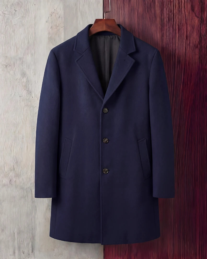 Men's Wool Blend Overcoat Tailored Long Coat Beige Grey - Valedrian — view 6