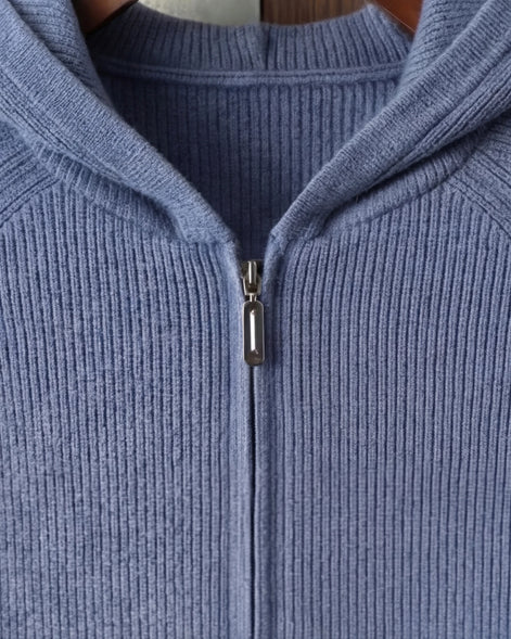 Men's Wool Zip Up Hoodie Light Gray & Blue S–3XL - Valedrian — view 11