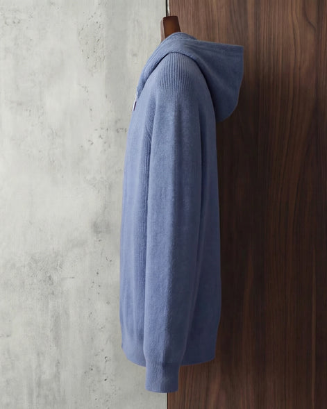 Men's Wool Zip Up Hoodie Light Gray & Blue S–3XL - Valedrian — view 12
