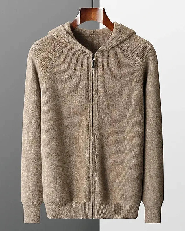 Men's Wool Zip Up Hoodie Light Gray & Blue S–3XL - Valedrian — view 14