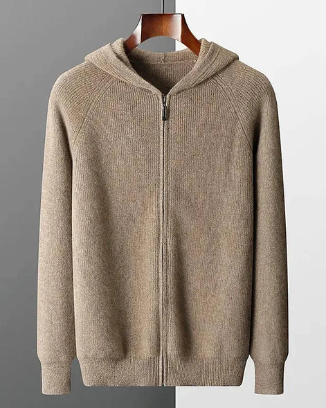 Men's Wool Zip Up Hoodie Light Gray & Blue S–3XL - Valedrian — view 14