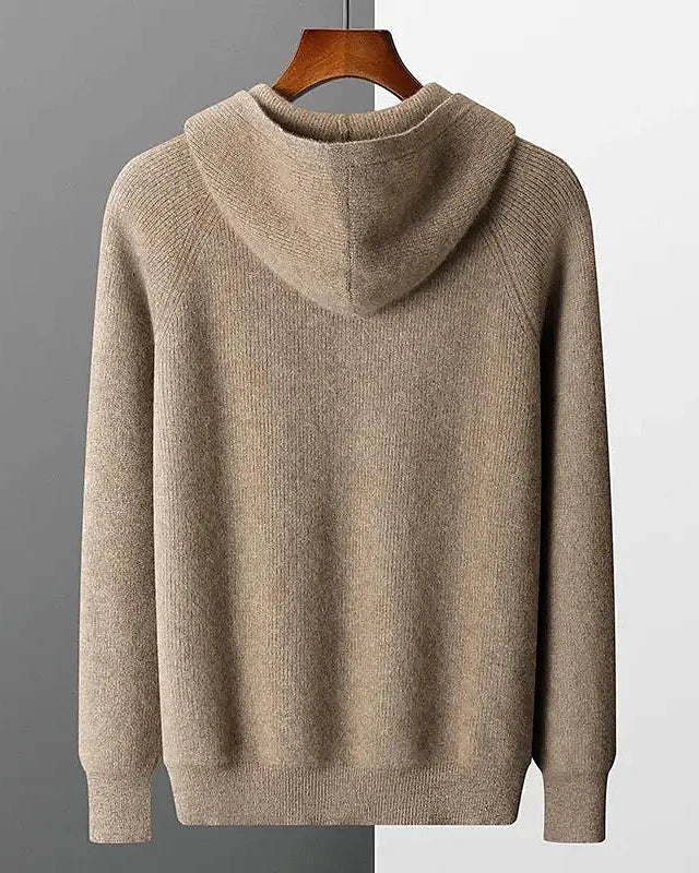 Men's Wool Zip Up Hoodie Light Gray & Blue S–3XL - Valedrian — view 15