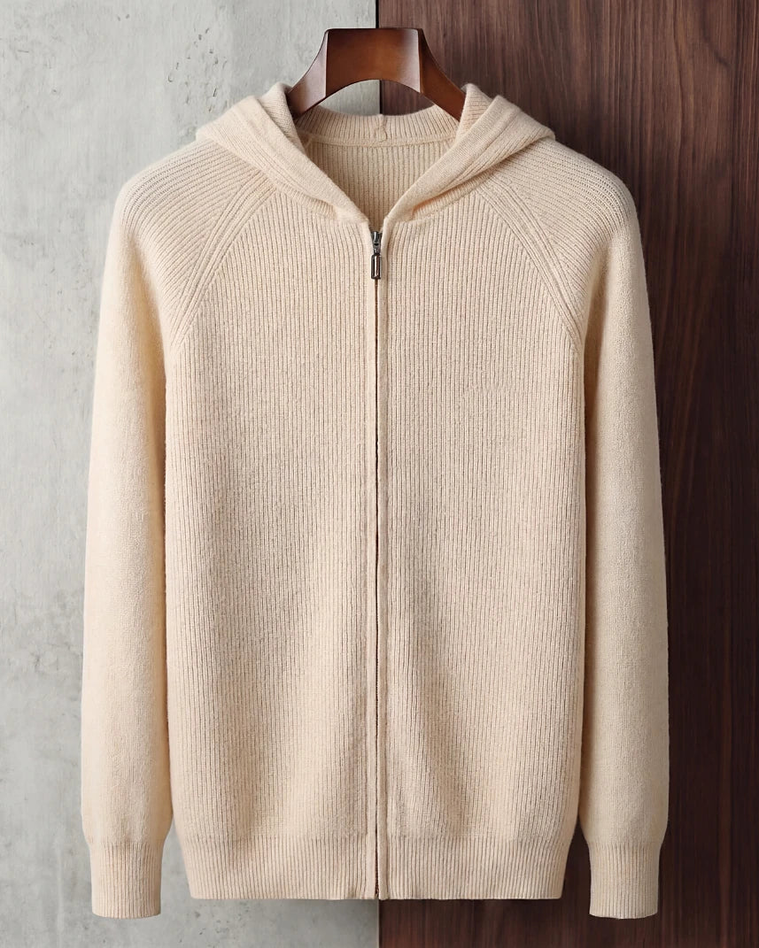 Men's Wool Zip Up Hoodie Light Gray & Blue S–3XL - Valedrian — view 16