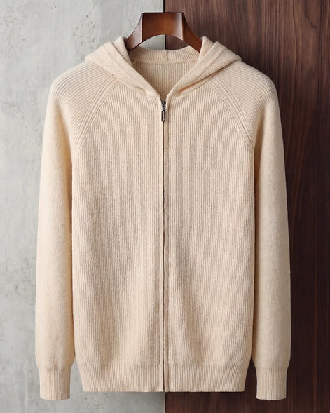 Men's Wool Zip Up Hoodie Light Gray & Blue S–3XL - Valedrian — view 16