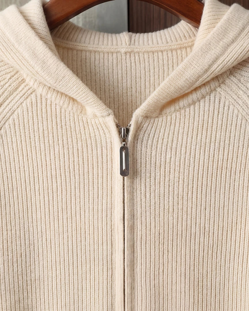Men's Wool Zip Up Hoodie Light Gray & Blue S–3XL - Valedrian — view 18
