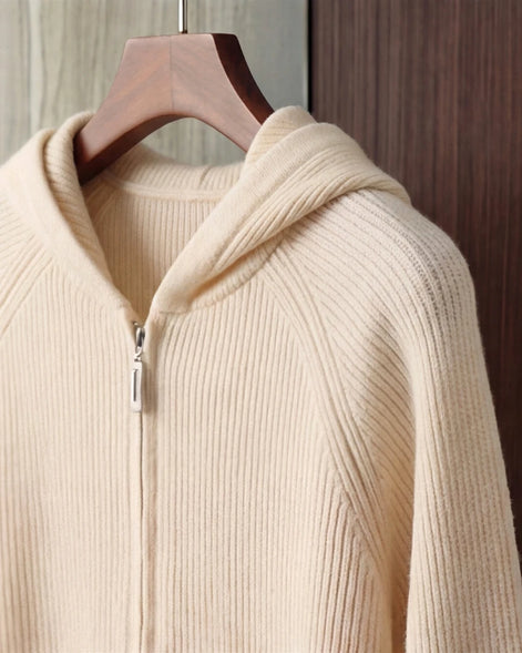 Men's Wool Zip Up Hoodie Light Gray & Blue S–3XL - Valedrian — view 19