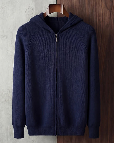 Men's Wool Zip Up Hoodie Light Gray & Blue S–3XL - Valedrian — view 21
