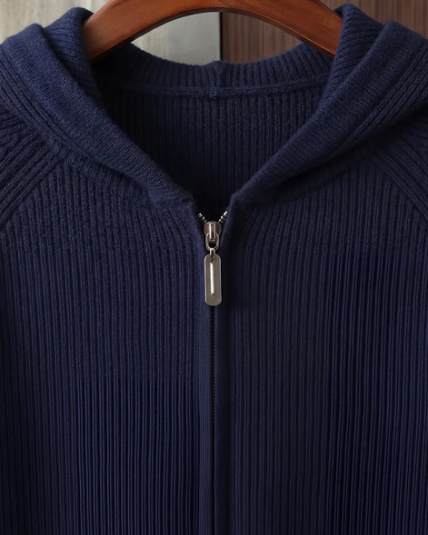 Men's Wool Zip Up Hoodie Light Gray & Blue S–3XL - Valedrian — view 22